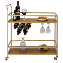 Load image into Gallery viewer, Rolling Gold Bar Cart 
