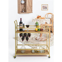 Load image into Gallery viewer, Gold Bar Cart with Handle Rack
