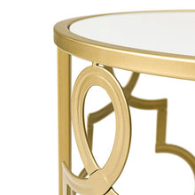 Load image into Gallery viewer, Gold &amp; White Set of 2 Round Small Nesting Side End Coffee Tables
