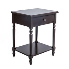 Load image into Gallery viewer, Rustic 1-Drawer Nightstand, Dark Brown/White
