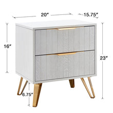 Load image into Gallery viewer, 2 - Drawers Nightstand, White End Table
