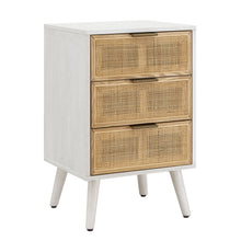 Load image into Gallery viewer, HAWOO Mid-Century Light Oak Finished Rattan 3-Drawer Nightstand
